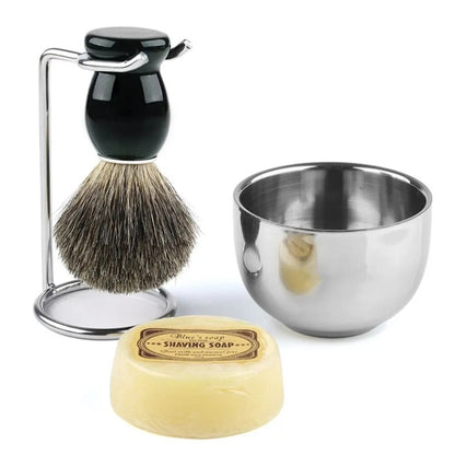 Mens Shaving Set - Brush, Stand, and Soap Bowl Kit