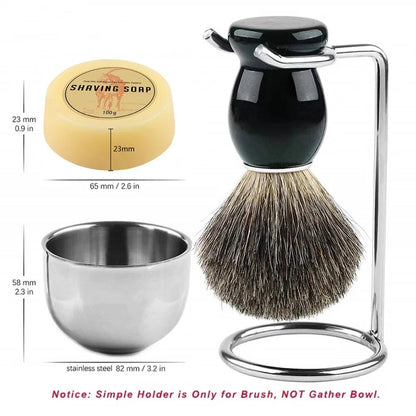 Mens Shaving Set - Brush, Stand, and Soap Bowl Kit